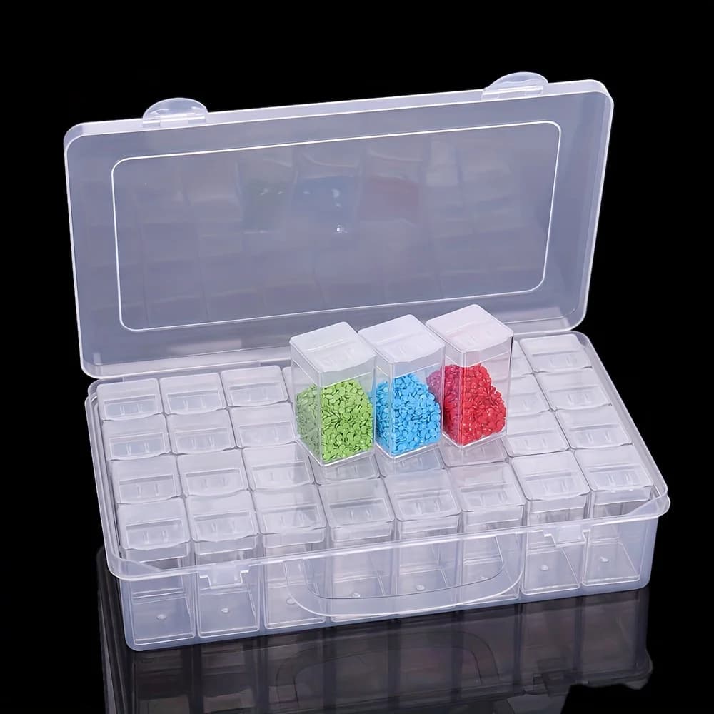 32-Compartment Transparent Storage Box, Diamond Painting And Rhinestone Storage Tool (Independent Small Box, Easy To Sort)