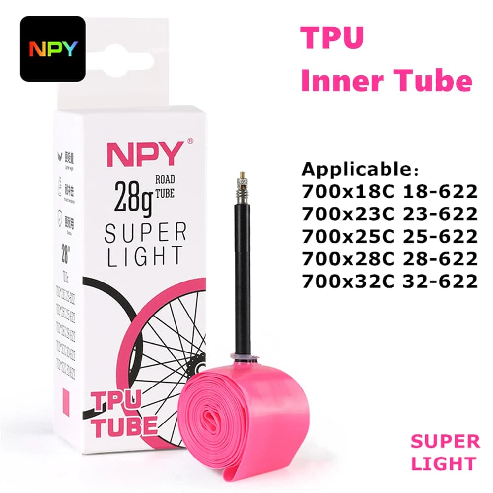 NPY 1Pcs Ultralight 28g Bike TPU Inner Tube 700X18 25 28 32 Road Bicycle TPU Material Tire 65mm Length French Valve