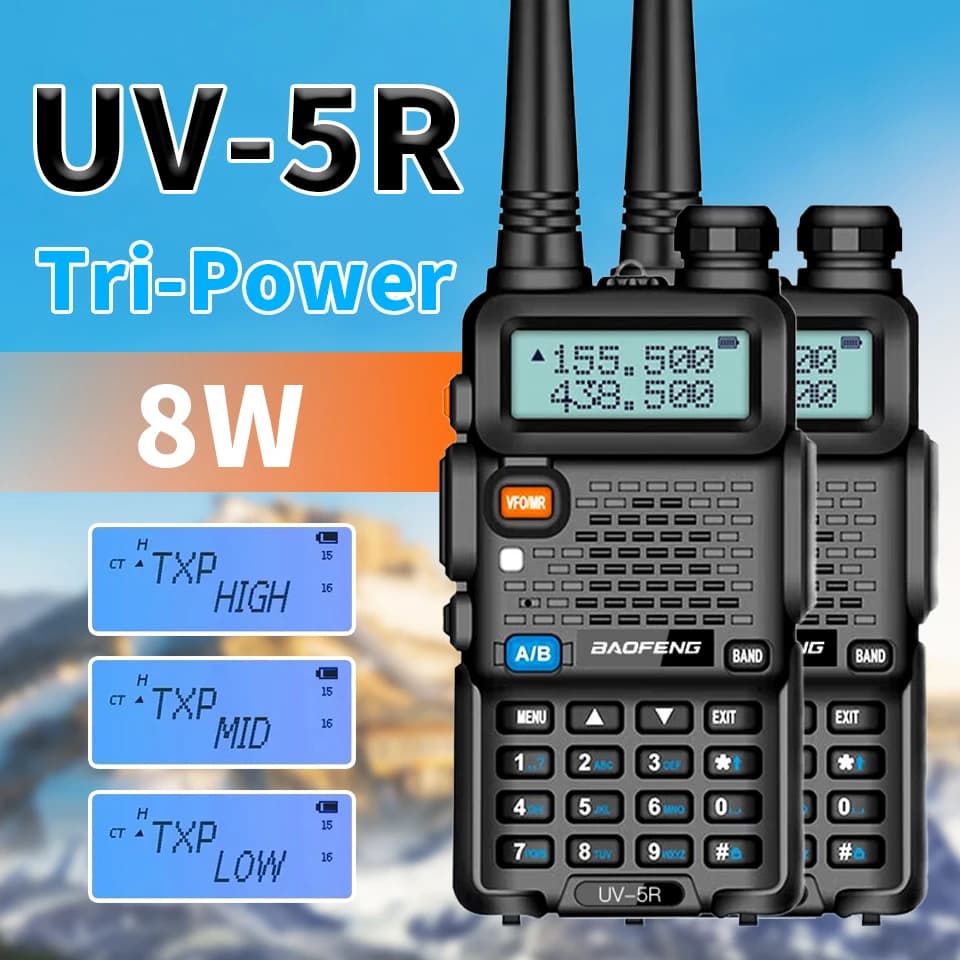 1PC/2PCS Baofeng UV-5R Walkie Talkie set 5W/8W Vhf Uhf FM Radio Dual Band Ham 128CH portable long range Two Way Radio Handheld