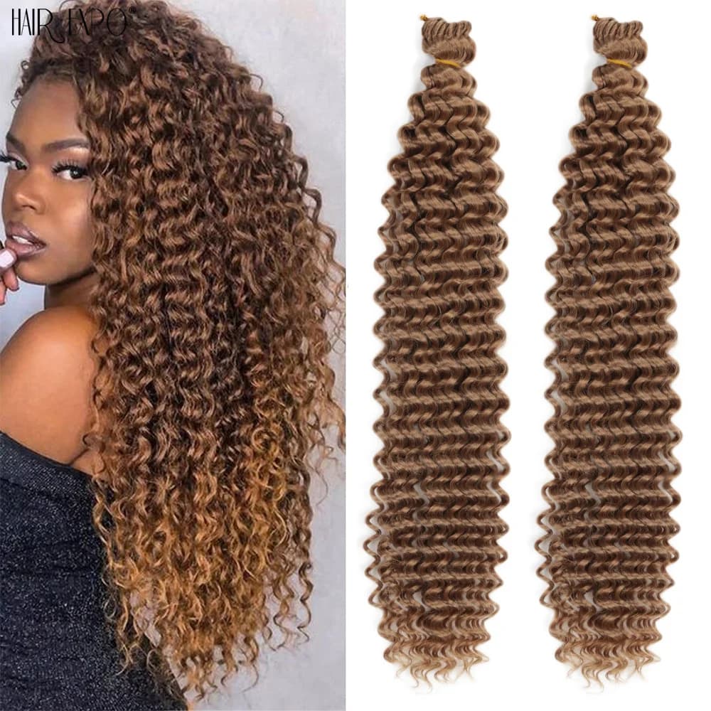 22"Deep Wave Crochet Hair Synthetic Passion Twist Braiding Hair Extension Afro Curls Water Wave Deep Twist Braid Hair Ocean Wave