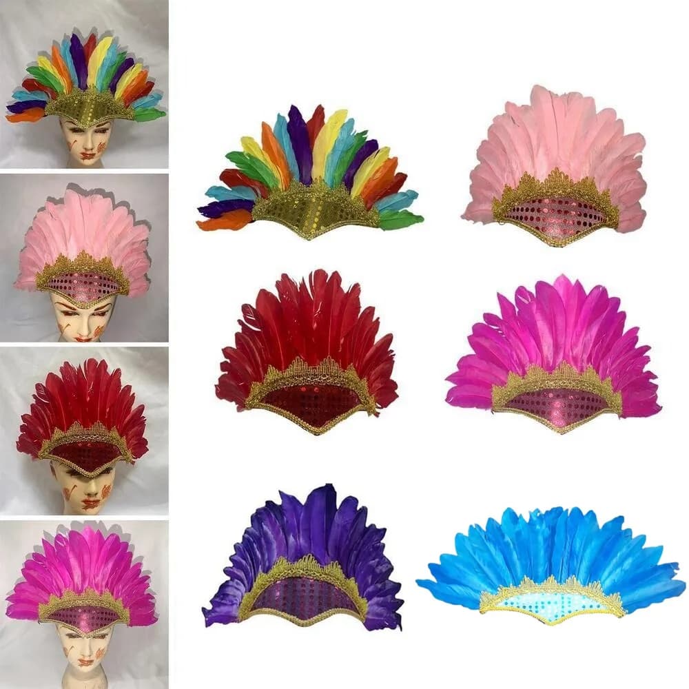 Colorful Feather Headdress New Head-mounted Feather Colored Headwear Adjustable Chief Headdress Fancy Dress Party
