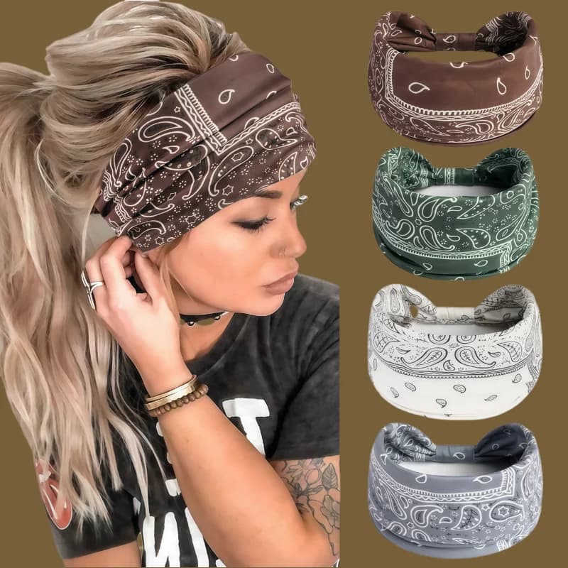 Boho Knot Turbans Yoga Elastic Head Wrap Women Headband Wide Hairbands Headwear Floral Bandanas Fashion Hair Band Accessories