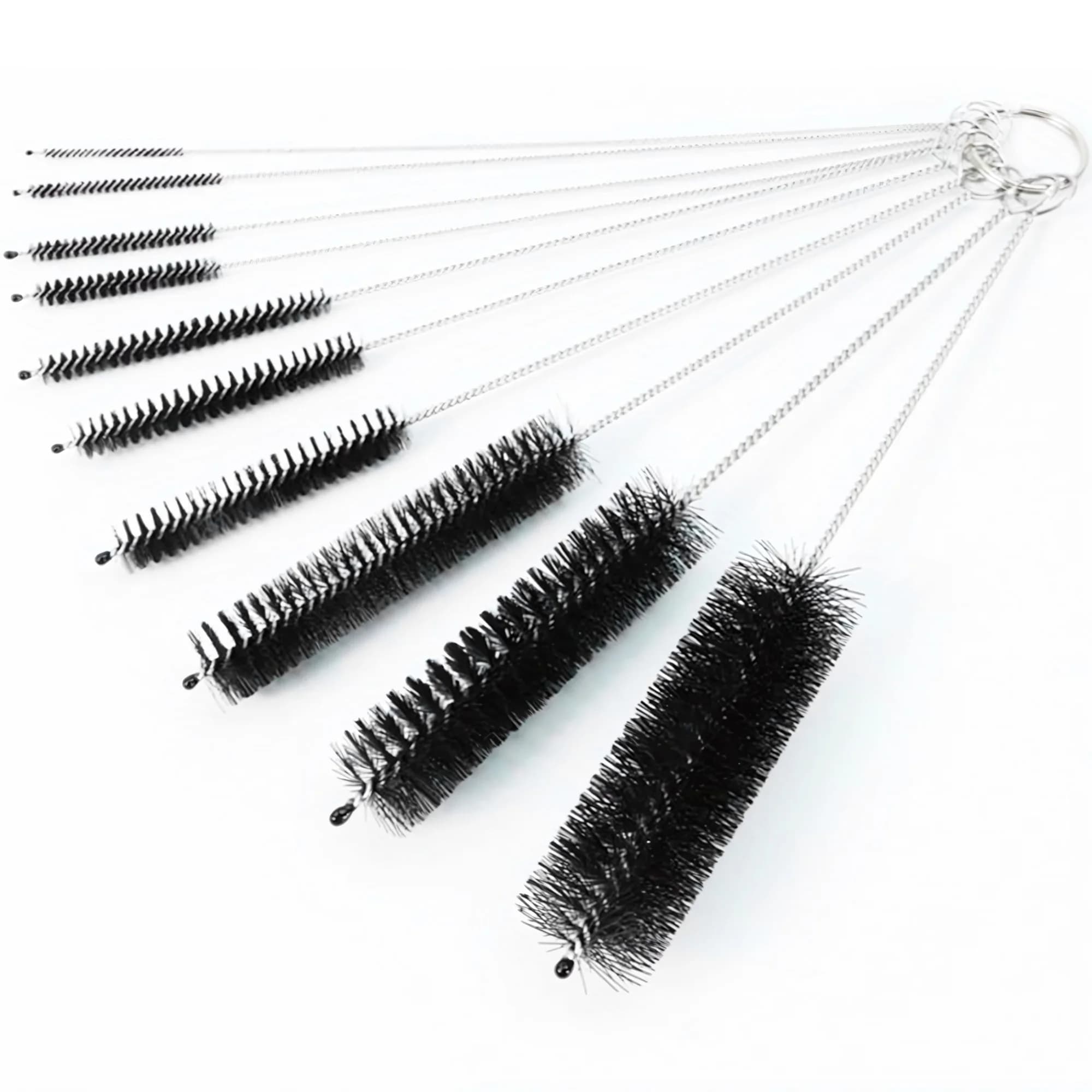 10Pcs/Set Multipurpose Brush Set - Soft Nylon Bristles, Stainless-Steel Handles, Ideal for Home and Aquarium Cleaning