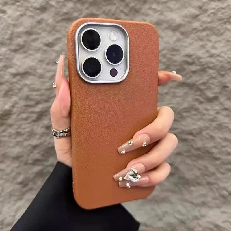Luxury Matte Leather Phone Case For iPhone 16 15 14 Plus 16E 13 12 11 Pro Max X XS Max XR 7 8 SE2 Protection Shockproof Cover