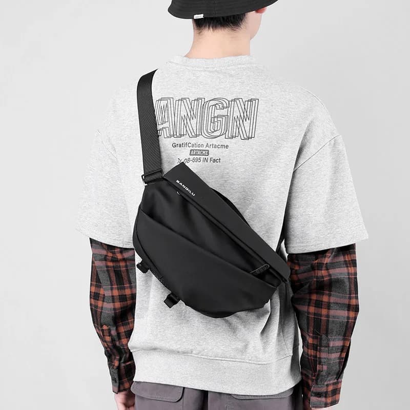 Crossbody bag for men, functional messenger bag, trendy brand chest bag, women's casual waist bag, magnetic buckle sports backpack, cycling shoulder bag
