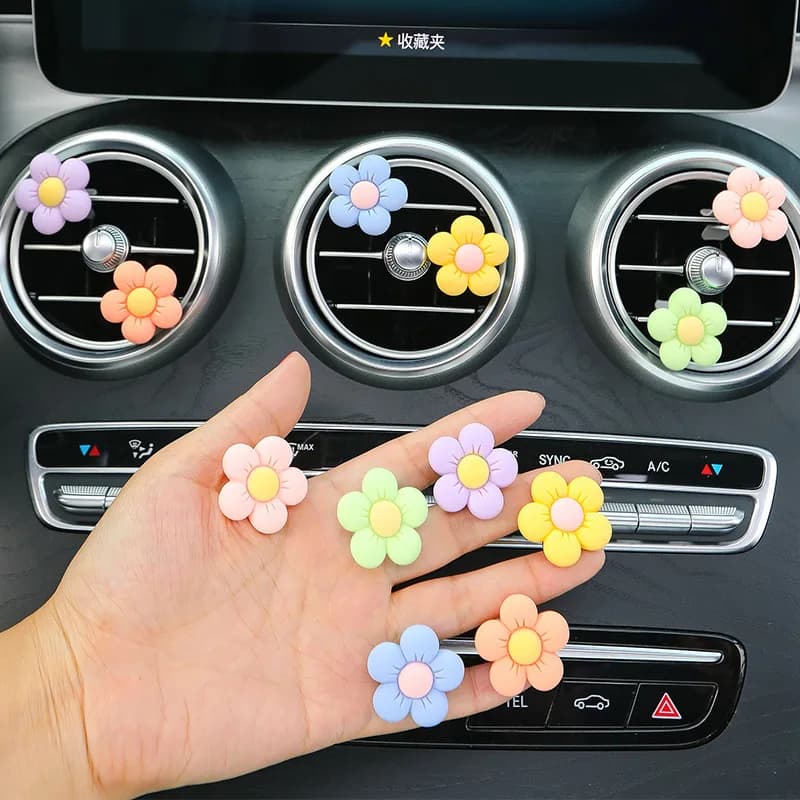 6Pcs/Set Flower Car Outlet Vent Clip Small Daisy Air Conditioning Clip Car Interior Decoration Gift for Girl