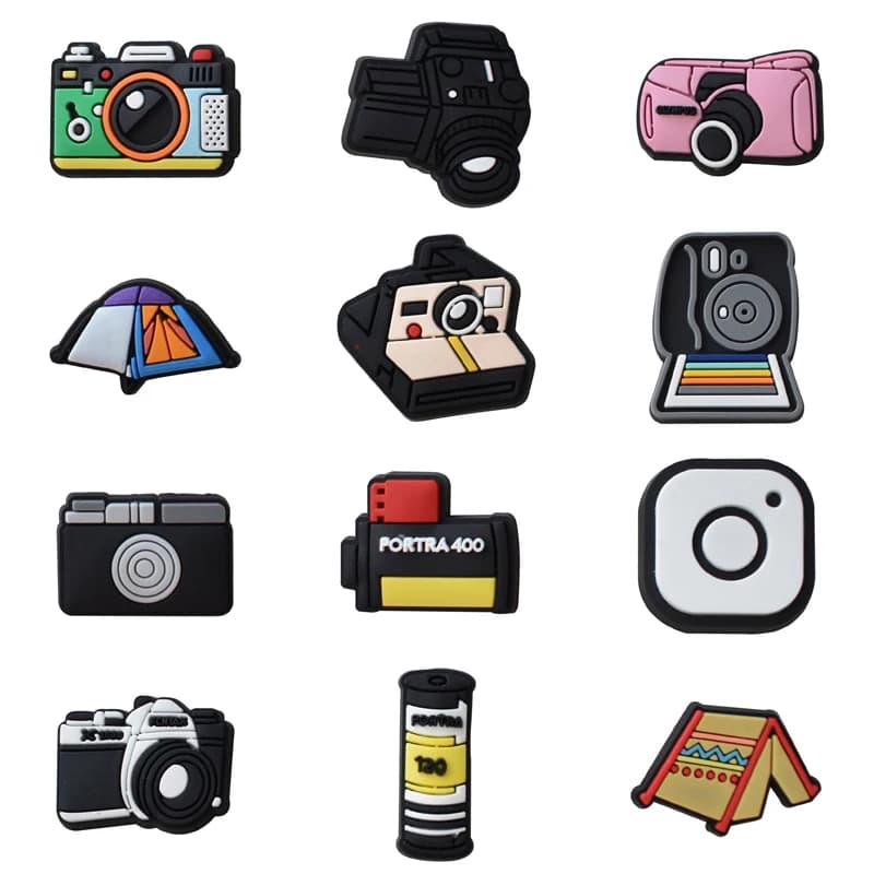 Shoe Charms for Crocs Accessories Camera Badge Women Sandals Buckle Kids Pins Decoration Jeans Party Favors Shoes Accessories