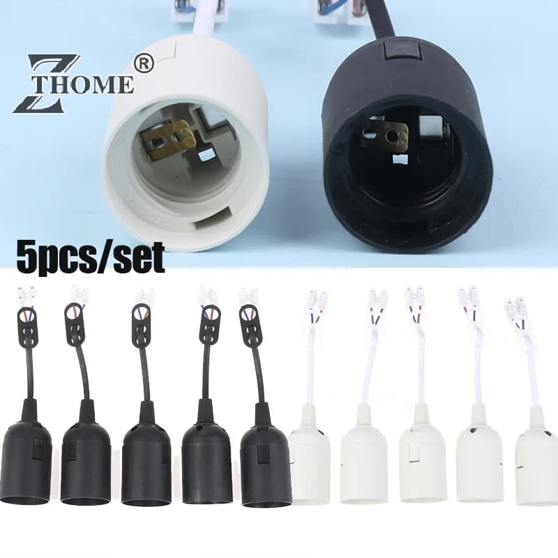5Pcs E27 Lamp Holder Construction Socket Lamp Holder With Cable Construction Site Socket Renovation Socket Lighting Accessories