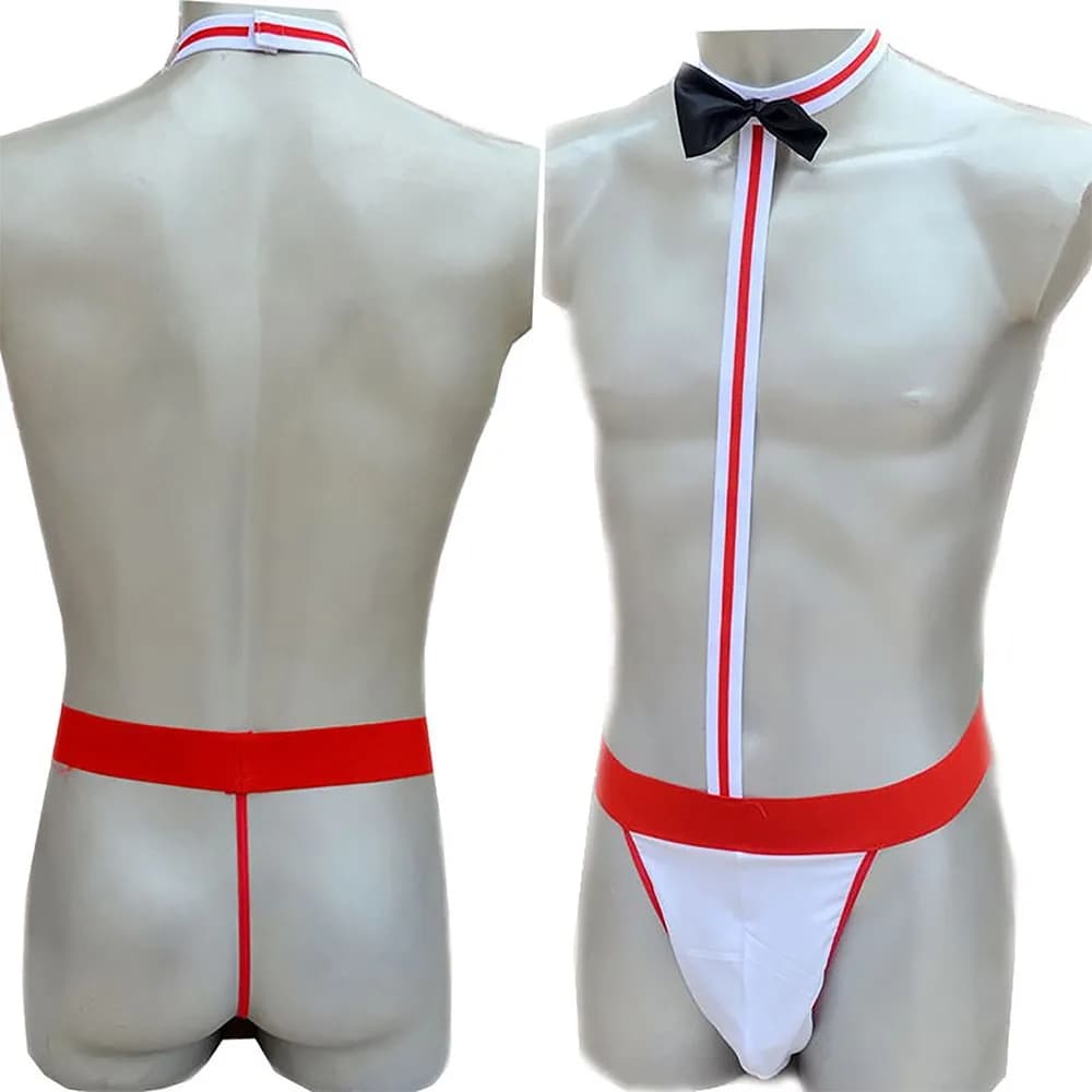Novelty Sexy Thong Mens Man Bkini Thong Underwear Waiter Costume Gay Bodysuit Sexy Lingerie Seamless G-strings Tangas Hombres