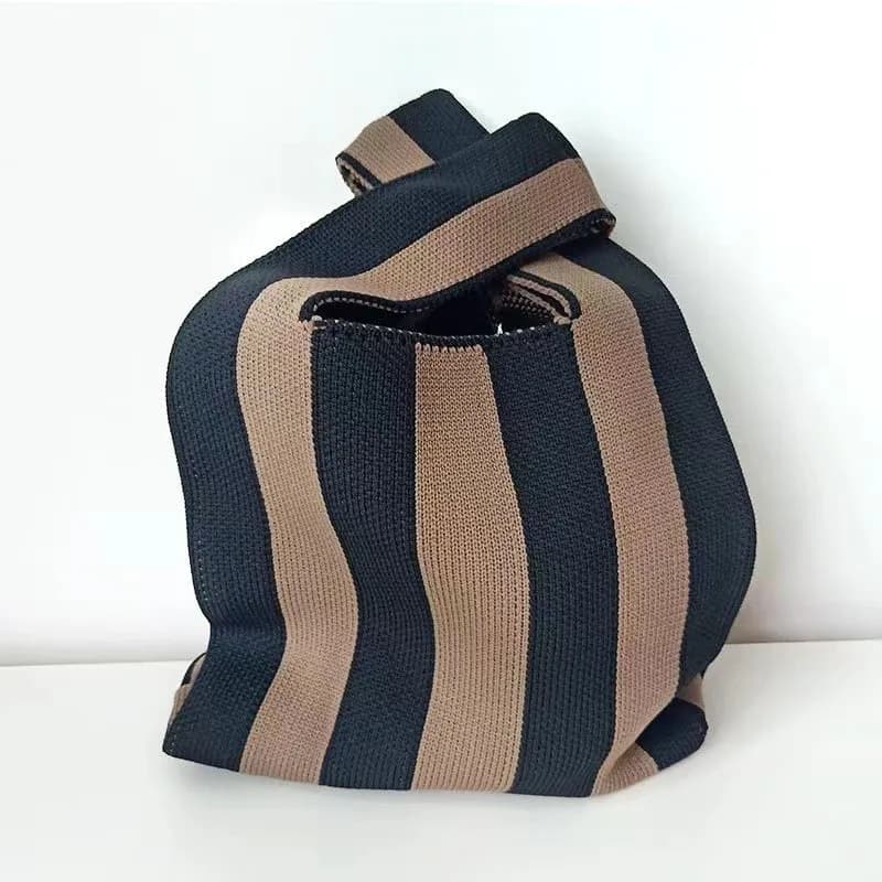 New knitted bag stripesd handbag wool tote bag women's hand twist bag k-style niche design wholesale
