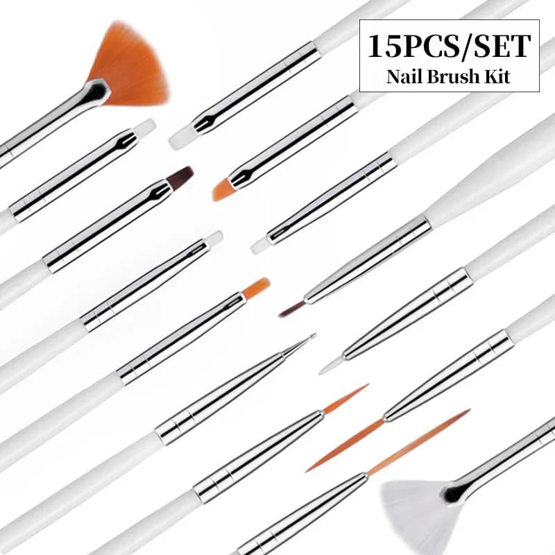 LULAA 15PCS Multifunctional Nail Art Brush Line Painting Pen Dotting Tools Nail Accessories And Tools Nail Brushes For Manicure