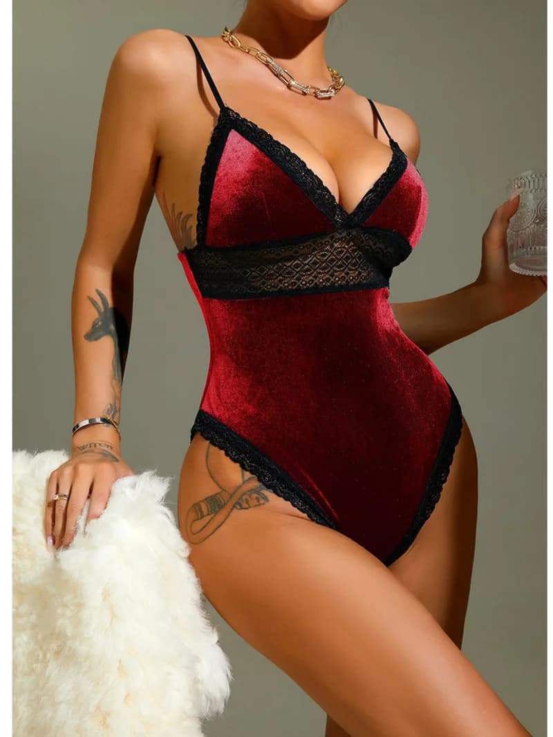 Sexy Velvet Lace Jumpsuit One-piece Backless Seduction Women Rompers Clothing Body Suits Crop Tops Hot Sexy Korean Women 8JSD