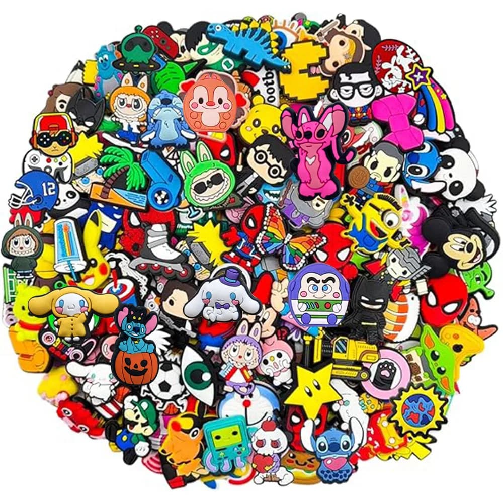 Random 10-100Pcs Miniso Series Shoe Charms For Sandals, Premium Quality PVC Shoe DIY Decorations Accessories Christmas Gift