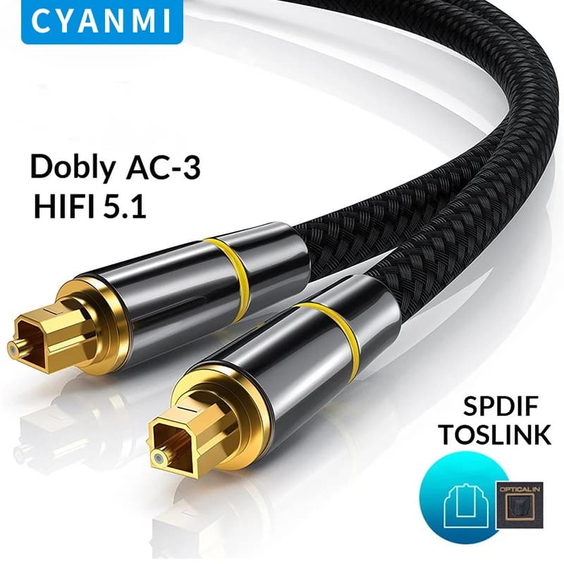 CYANMI HIFI 5.1 Digital Optical Audio Cable Toslink SPDIF Coaxial Cable for Amplifiers Blu-ray Xbox 360 PS4 Soundbar Fiber Cable