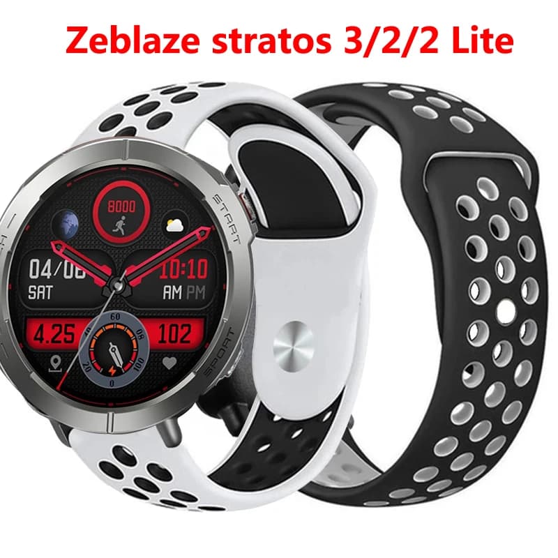 22mm Silicone Strap for Zeblaze Stratos 3 2 Band Replacement Sport Watchband Bracelet for Zeblaze Stratos 2 Wristband Waterproof