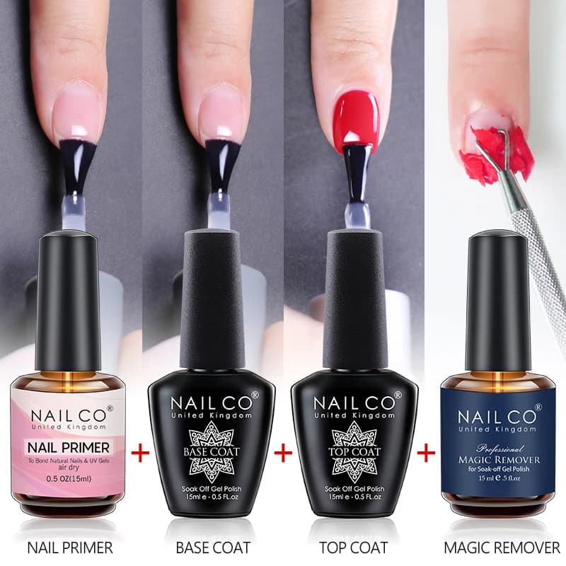 NAILCO 15ml Nail Gel Polishes Primer Top Coat Base Coat Nails Art Vernis Magic Remover Functionality Set UV Nail Lakiery Esmalte