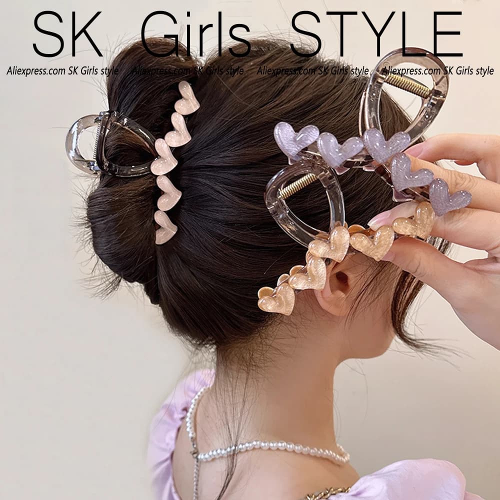8cm Cross Hair Claws Clip Non Slip Strong Holder Jelly Heart Shark Jaw Grip For Girls Thick Thin Hair Summer Simple Headdress