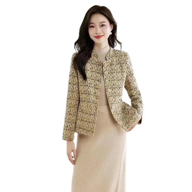 1 piece women's tweed jacket new 2024 autumn/winter light fragrance commuting women's top