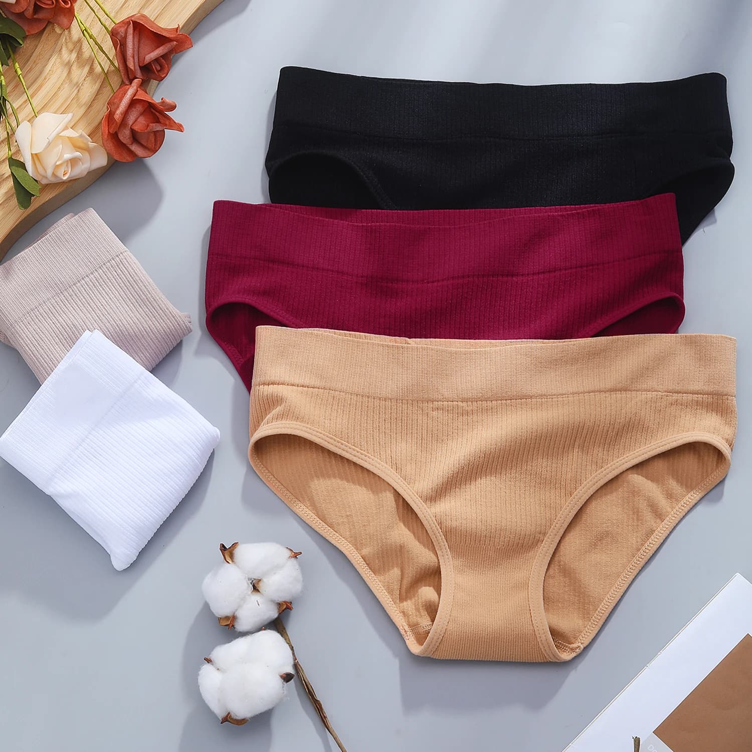 Women Seamless Cotton Panties Daily Underwear Sexy Female Rib Underpants Girls Comfort Briefs Lingerie