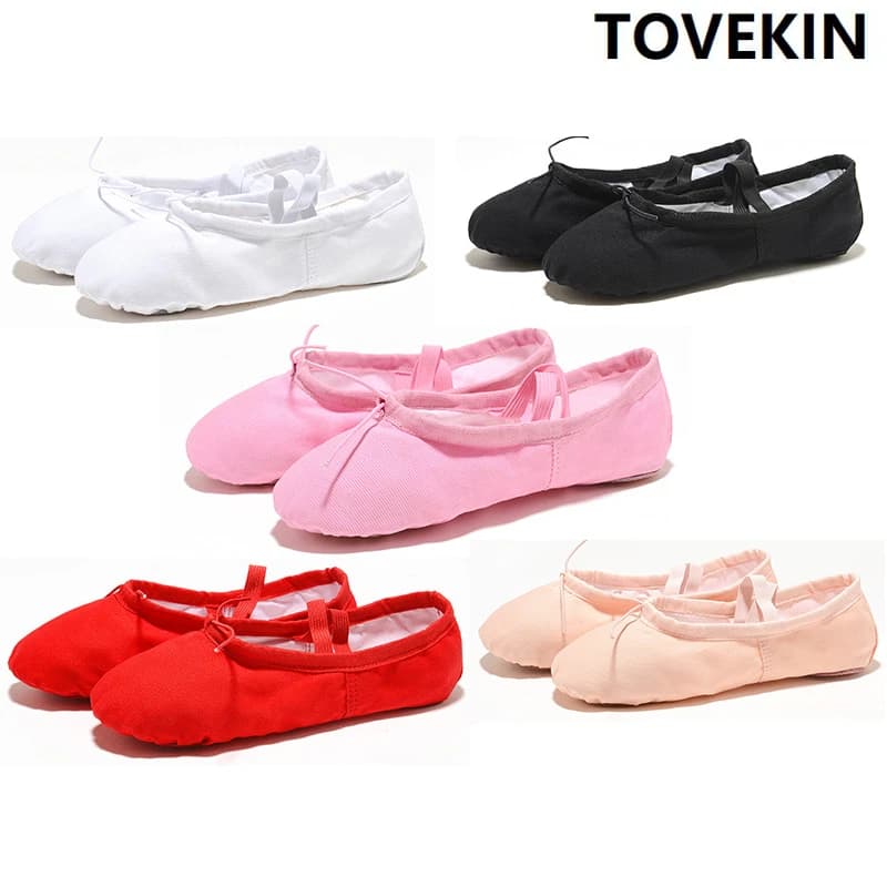Black Red Pink White Canvas Flat Yoga Teacher Gymnastic Ballet Dance Shoes Kids Ballet for Girls Women