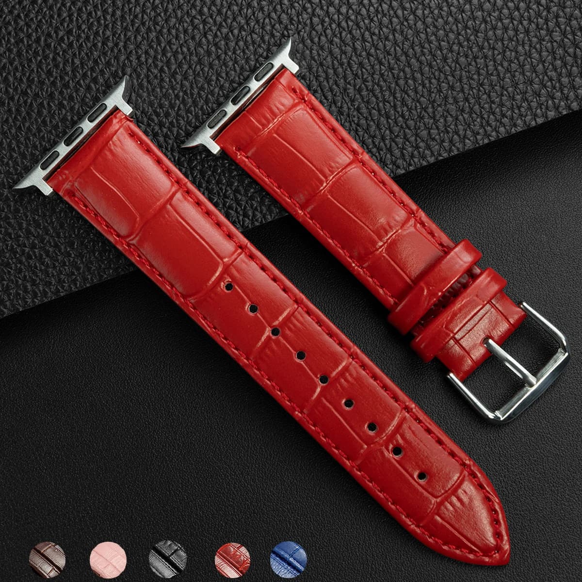 Watchband for Apple Watch Series Ultra/9/8/7/SE/6/5/4/3/2/1 Bamboo Patterns Leather Strap 49mm/45mm/44mm/42mm 41mm/40mm/38mm