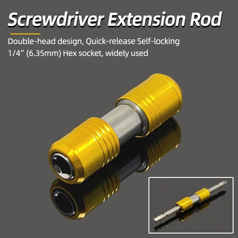 Portable Double Head Screwdriver Bit Holder - 1/4" Hex Quick Release Extension Rod for Electric Drill & Power Tools