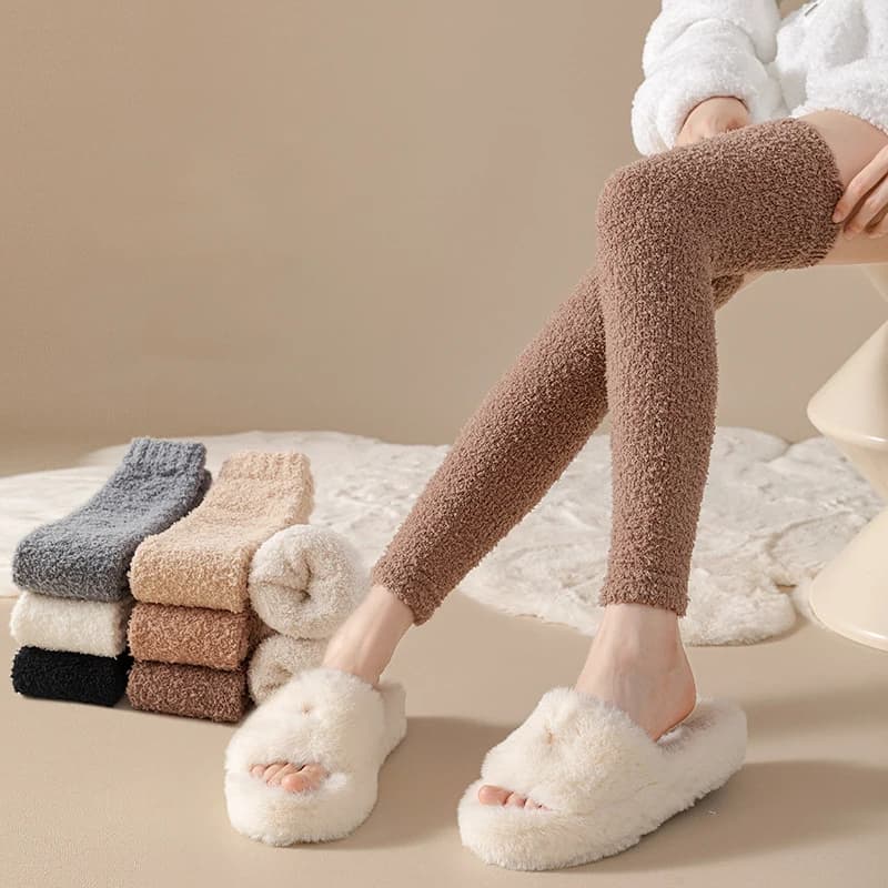 1 Pair Long Knee-High Ankle Warmers Warm Leg Wear Soft Comfortable Casual Long Socks Solid Color Women Socks