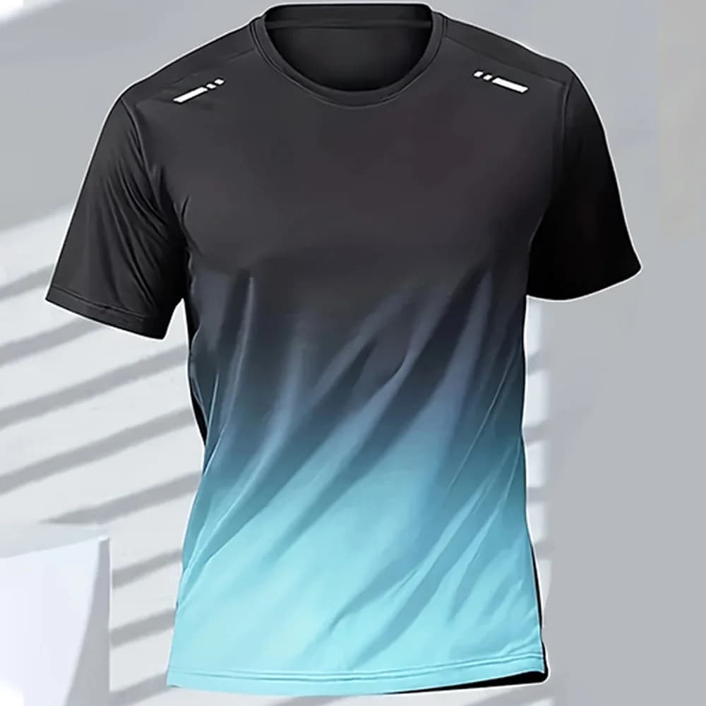 Men's T-Shirts Sports Fitness Basketball Quick-Dry Gradient Running Jersey Short Sleeve Tops Outdoor Sports Training Men Clothes