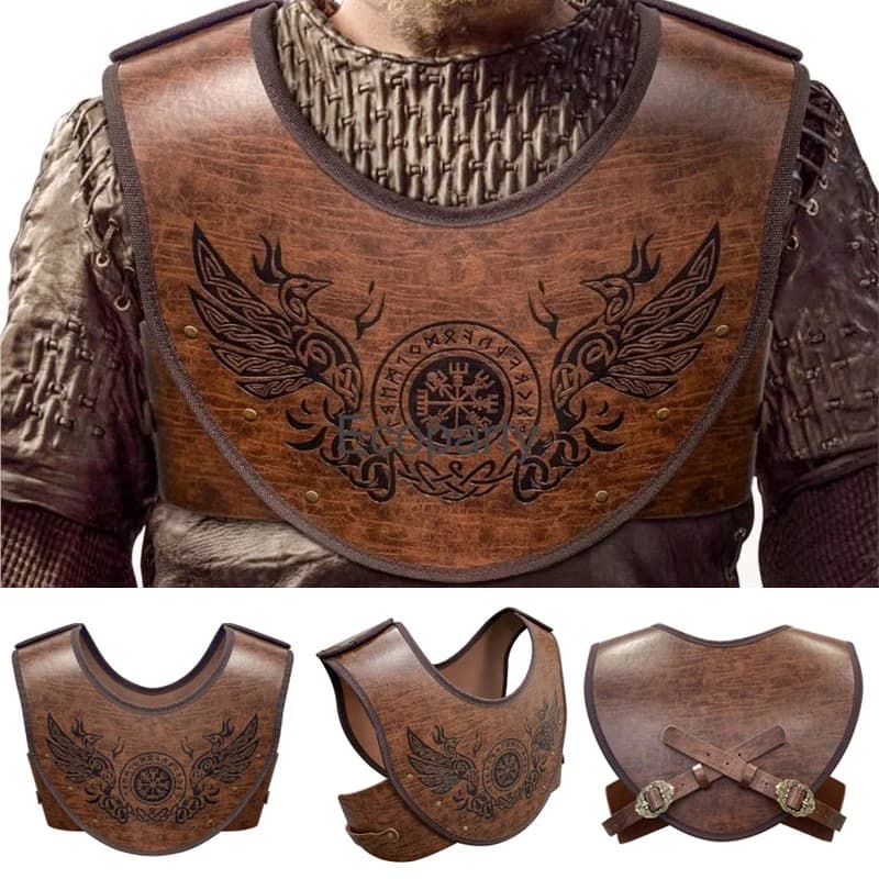 Adult Medieval Viking Knight Chest Armors Pu Leather Warrior Gladiator Cosplay Costume Breastplate Vest Steampunk Retro Cuirass