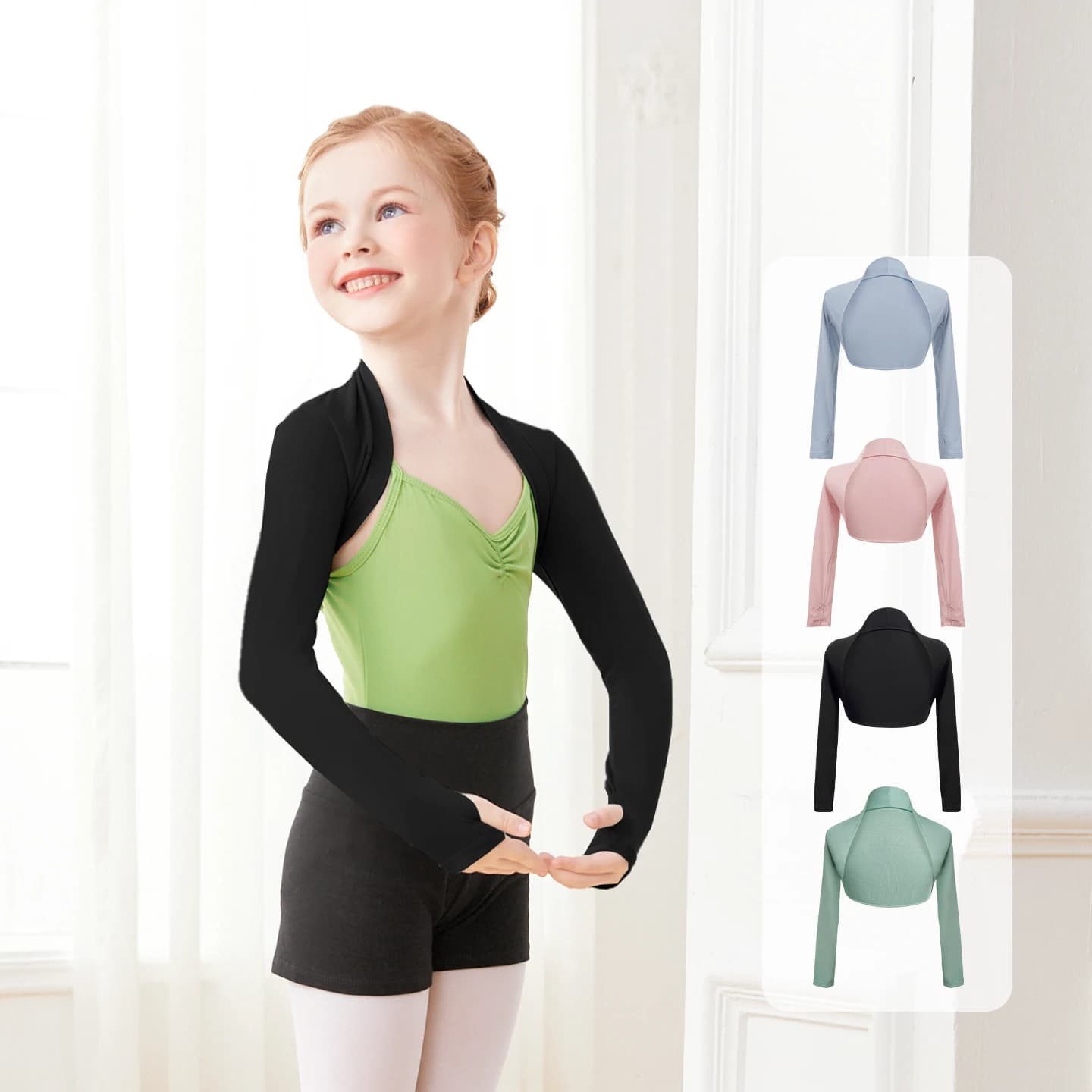 Girls Kids Dance Tops Ballet Dance Cropped Tops Modern Classical Dance Coats Long Sleeve Women Teen Ballet Dance Outfits