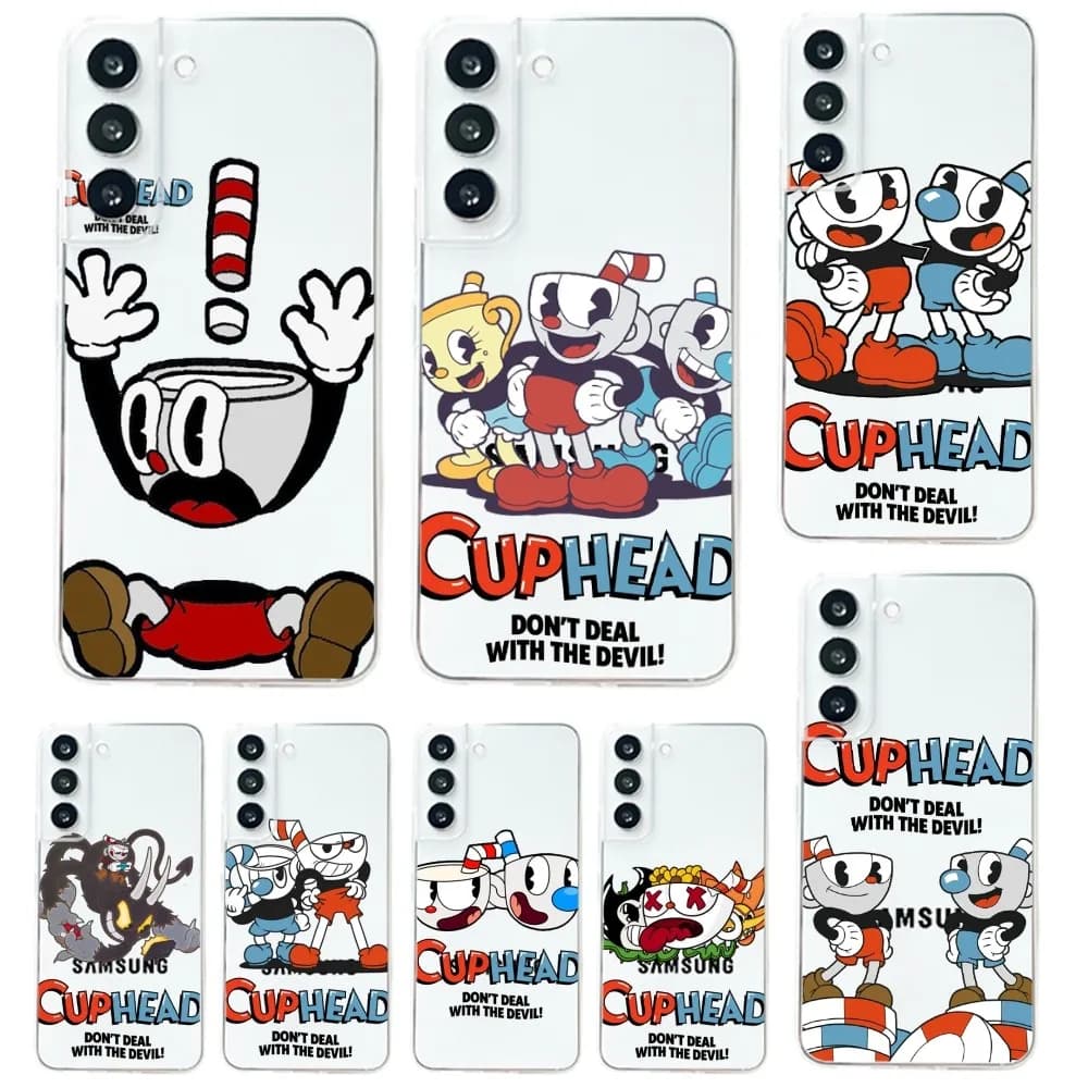 Game C-Cuphead Phone Case For Samsung Galaxy A71,70,52,51,40,31,A50,30S,21S,Note20ultra Transparent Cover