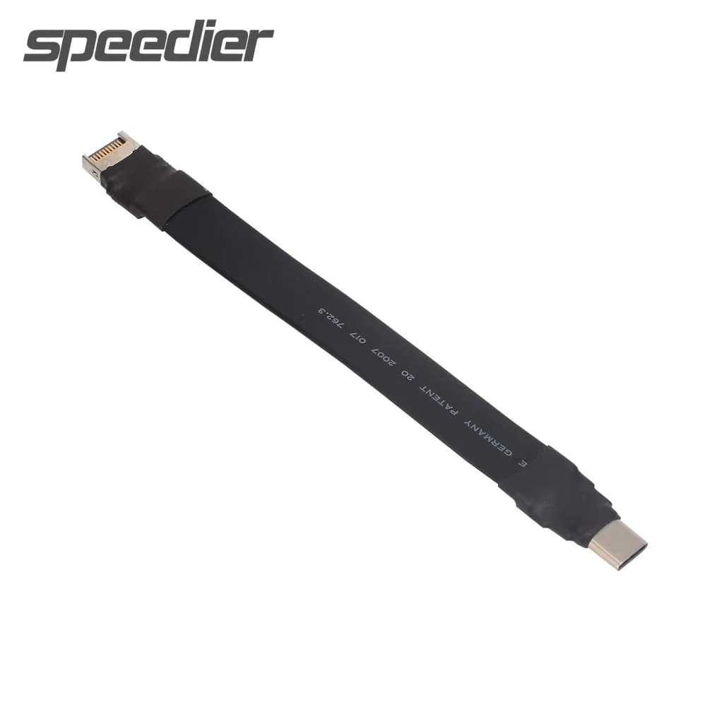 20Gbps USB 3.2 Gen 2x2 Type C To 19/20P Type E Male to Male Shielded Flat Ribbon Cable Adapter 20P for ITX/ATX Mainboard A4 Case