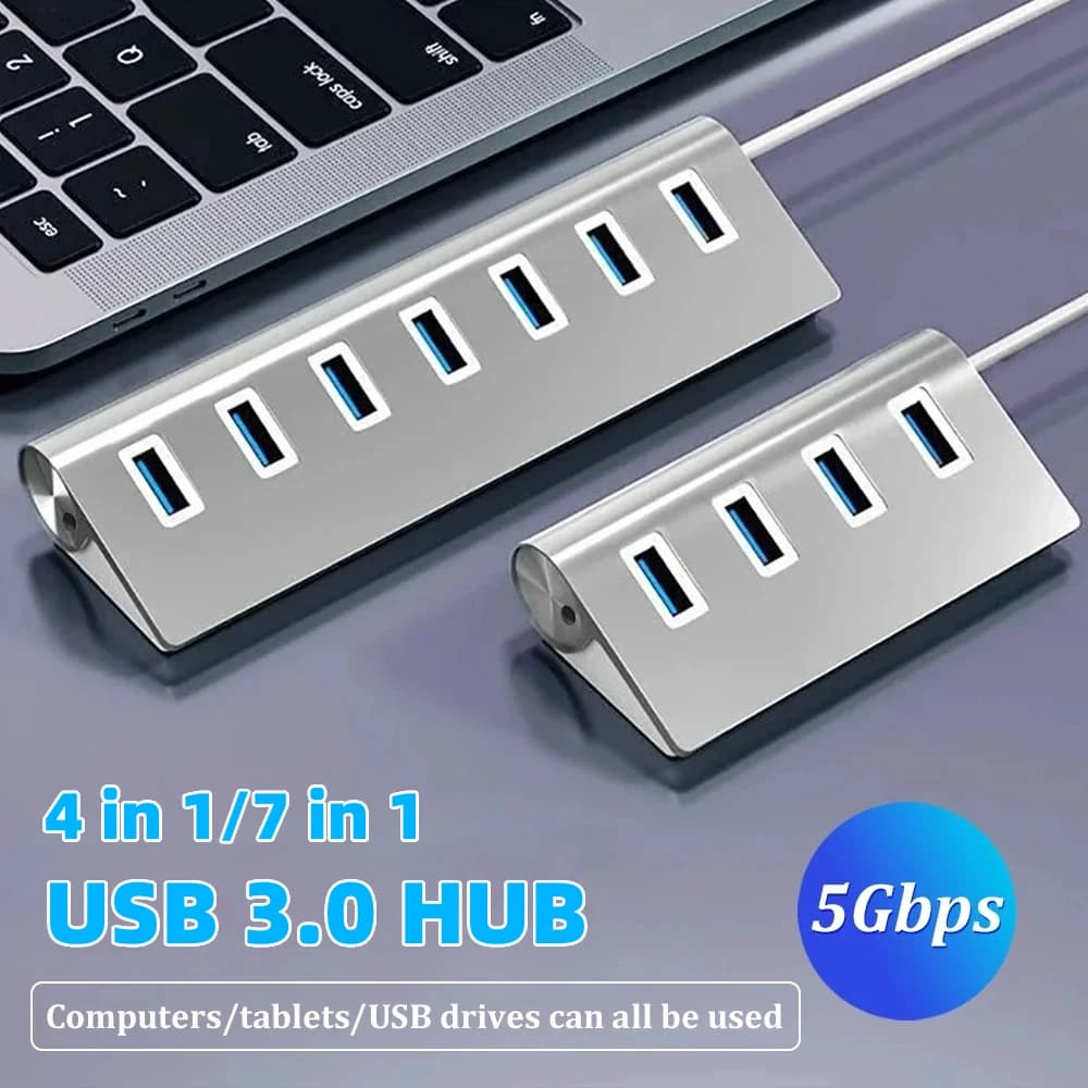 5Gbps High Speed USB 3.0 HUB 4/7Port USB 3.0 Port OTG Aluminum USB Splitter Docking Station Expander for Laptop Computer PC