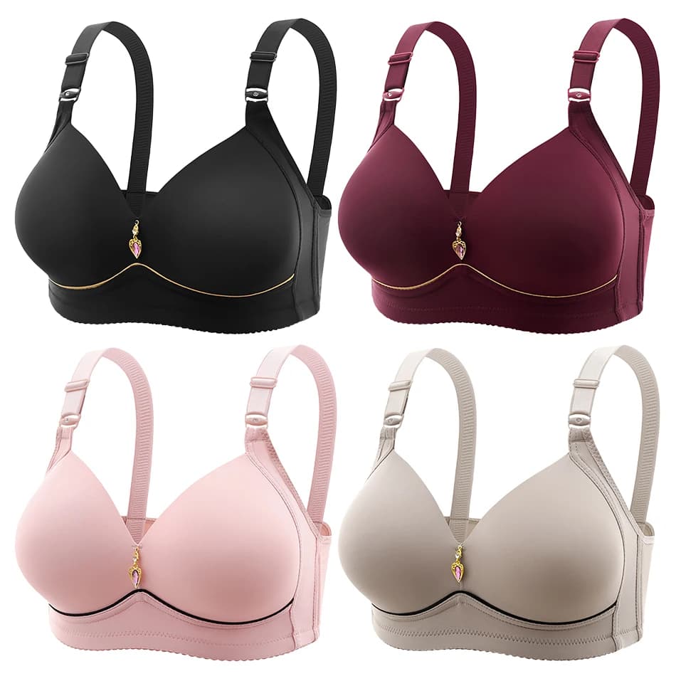 Women Plus Size Soft Comfortable Bras No Underwire Non Magnetic Thin Cup Breathable Push Up Gathering Support for Everyday Wear