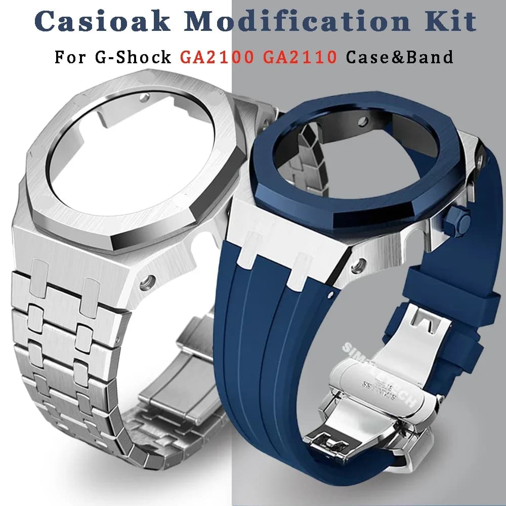 New Gen5 Casioak Stainless Steel Case for G-Shock GA2100 Mod Kits Modification Kit Metal Bezel Rubber Band for GA2110 GAB2100