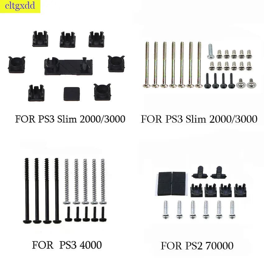 1 Set of Black Plastic FOR PS2 PS3 Slim 2000 3000 4000 70000 Console Screws Screws Rubber Foot Cover Set Screw Kit Repair Parts