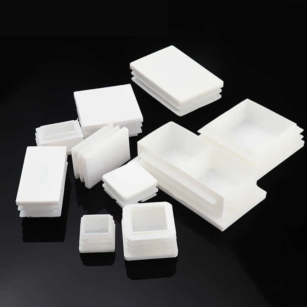 Square/Rectangle Plastic White Blanking End Cap Caps Tube Pipe Inserts Plug Bung Cover Steel Table Leg Feet Pad 13x13~120x120mm