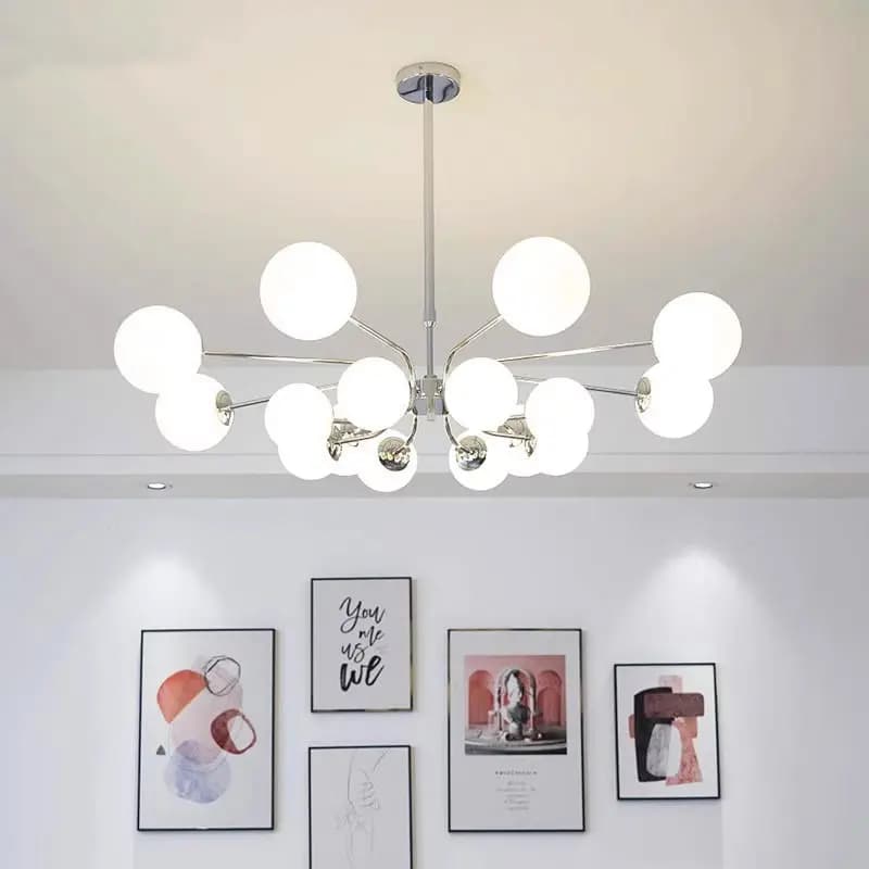 Modern Chrome Led Ceiling Chandelier Glass Ball Pendant Light Fixtrue Living Room Bedroom Home Decor Hanging Lamp Home Appliance