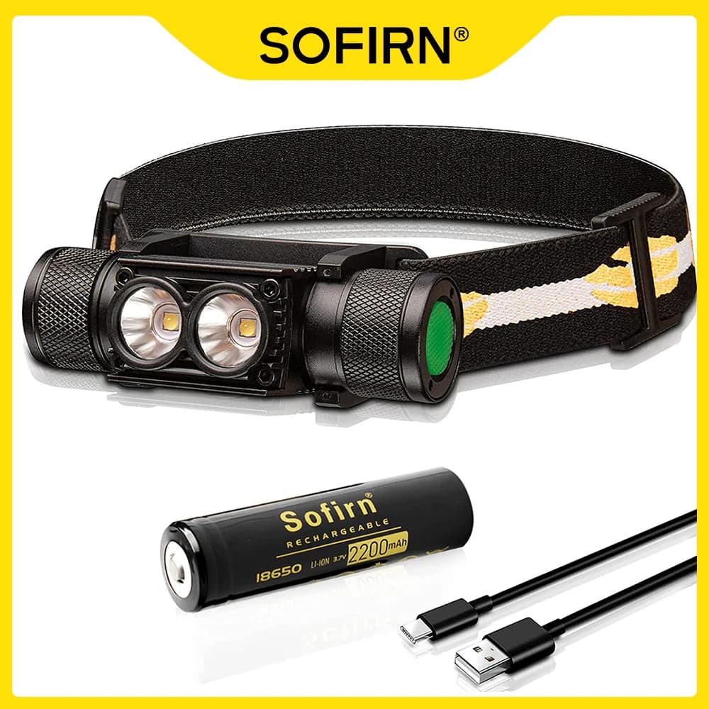 Sofirn Headlamp H25L 18650 Rechargeable 1200LM USB C Dual LH351D 90CRI 5000K Head Flashlight Camping Fishing Torch