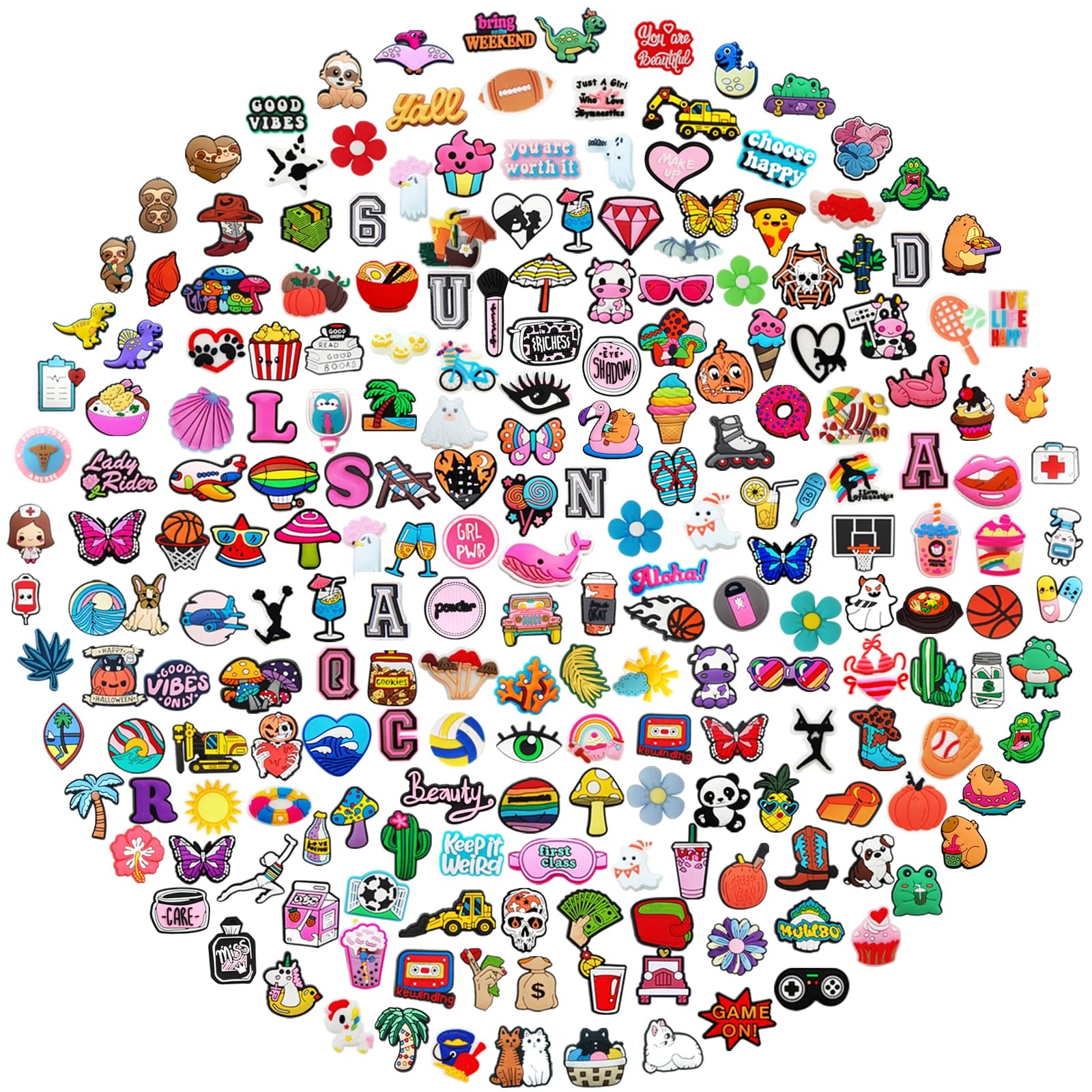 Lot of 20/30/50/100/200Pcs Random Shoe Charms for Sandals,Shoe DIY Decoration Charms Accessories Shoes Pins Bubble Sl