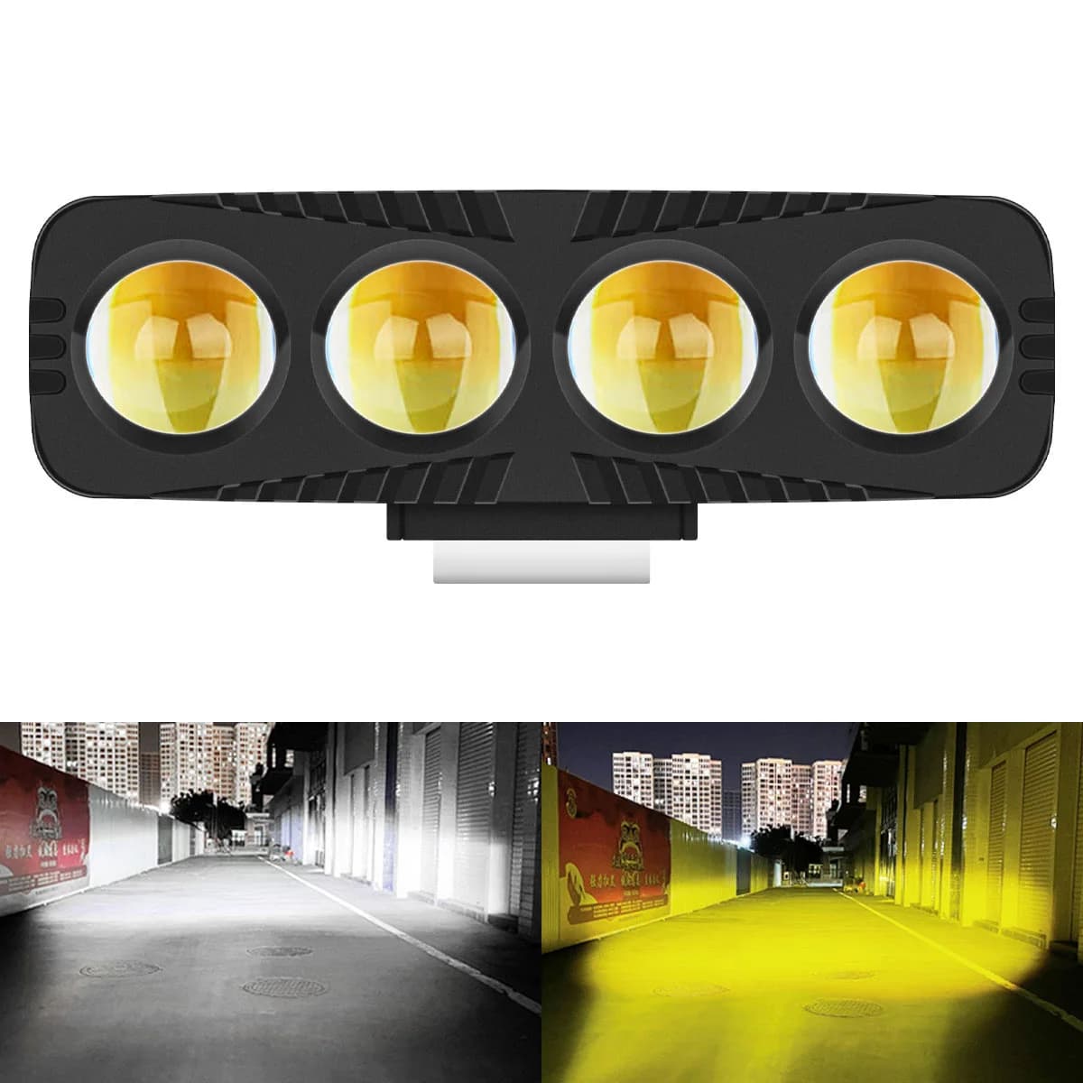 Motorcycle Headlight Additional Spotlights Dual Color 4 Lens Led Motorbike LED Fog Lamp Scooter SUV ATV Motorcycle Running Lamp