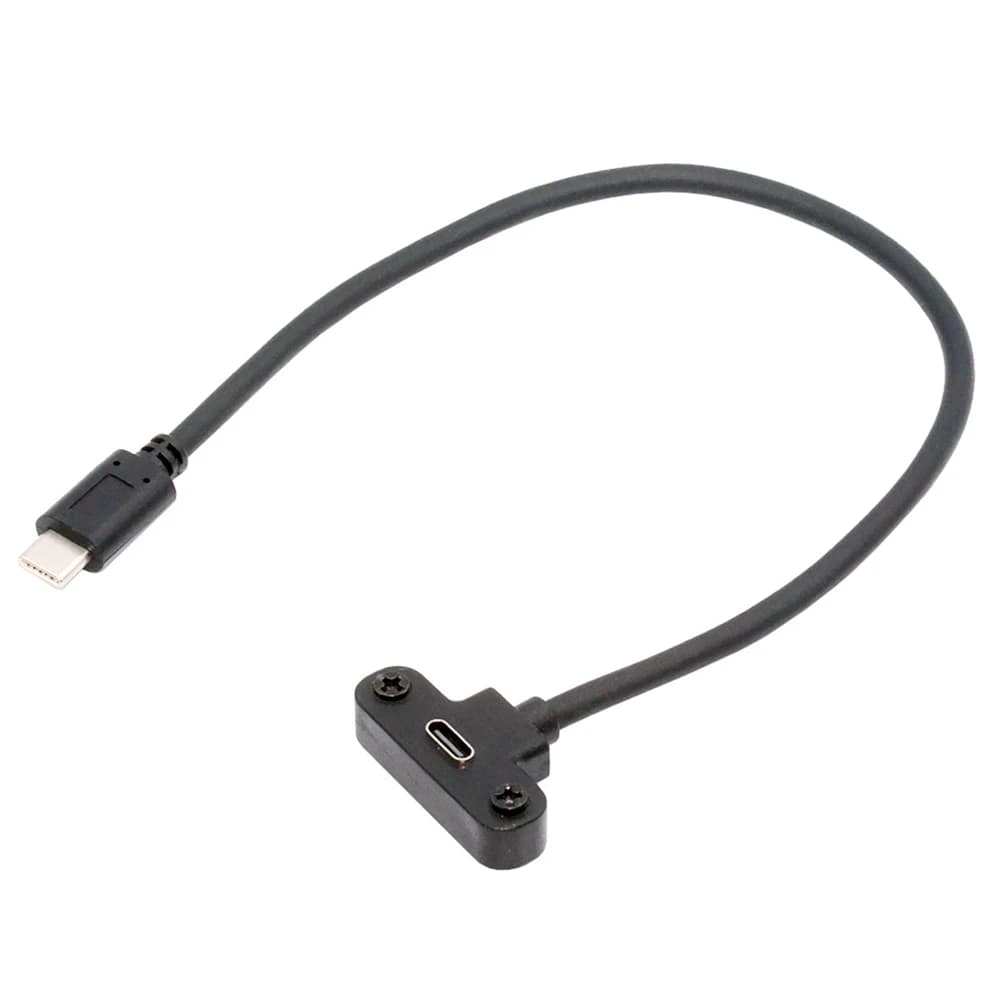 Chenyang 480Mbps Type-C USB-C Male to Female Up Angled Extension Data Screw Locking Cable for Camera VR