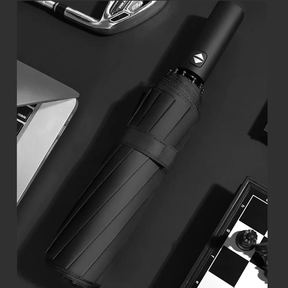 Black Glue Fully Automatic Umbrella With Thick And Durable Keel Three Fold Umbrella UV Resistant Folding Umbrella