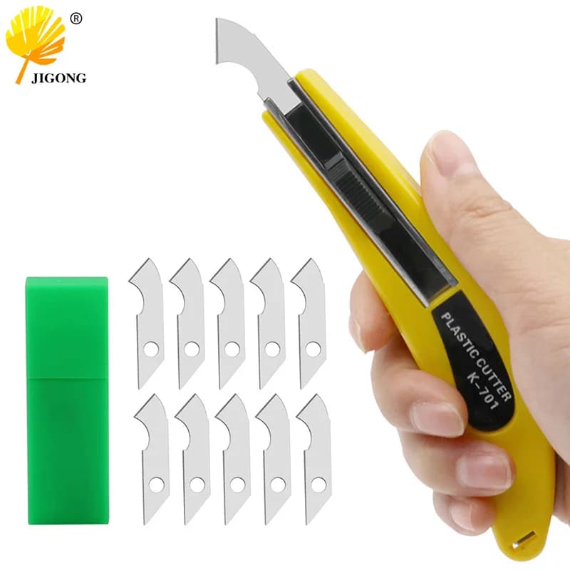 Hook Knife PVC Acrylic Board Manual Envelope Cutter Paper Mini Knife Box Opener Cutting Tool with Replacement Blades