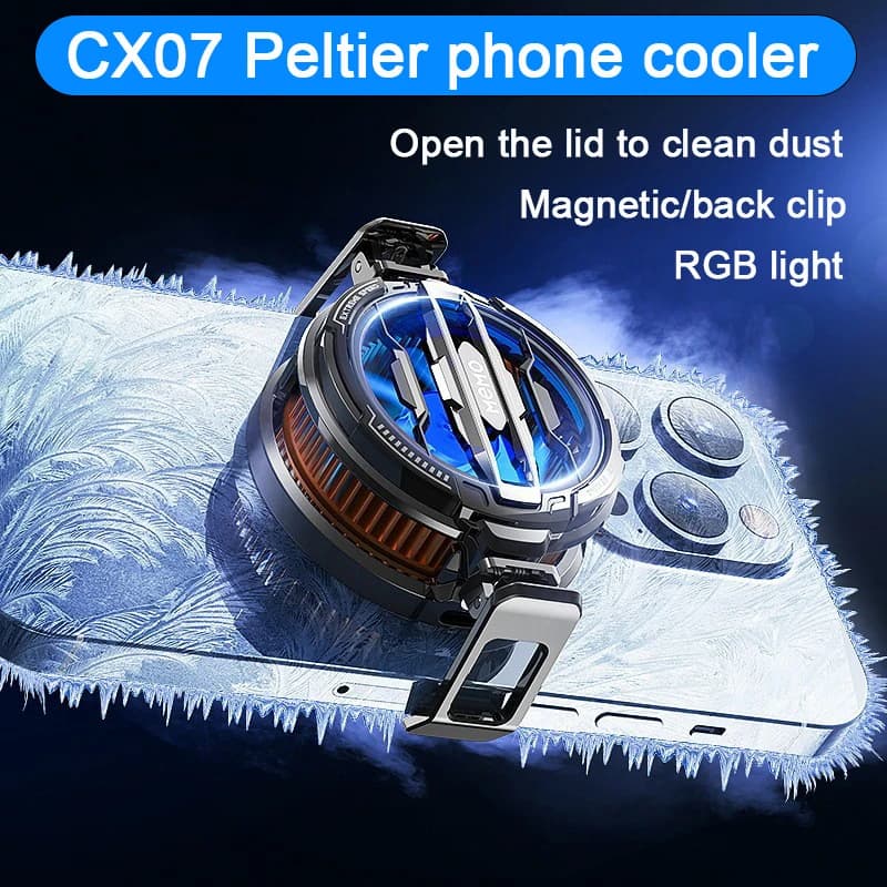 CX07 phone cooler radiator magnetic / back clip with RGB 15W mobile phone Peltier cooler Semiconductor Phone Refrigerator