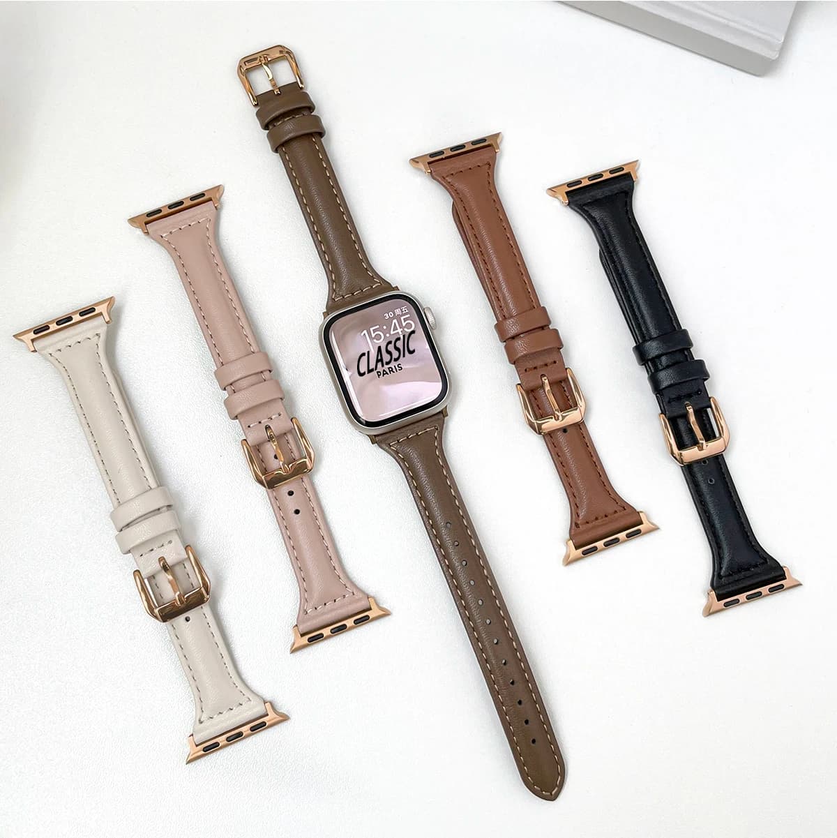Slim Leather Strap For Apple Watch Series 10/11 42/46mm 9 8 7 41mm 45mm Band 42mm Ultra 49mm Bracelet iWatch SE 6 5 4 3 40/44mm