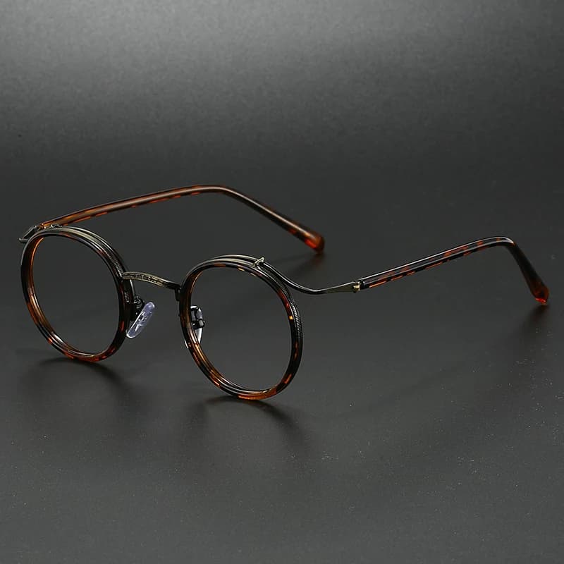 Retro Brand Design Luxury Round Frame Glasses Frame for Men Women Ultralight Stainless Steel Alloy Anti Blue Light Eyeglasses