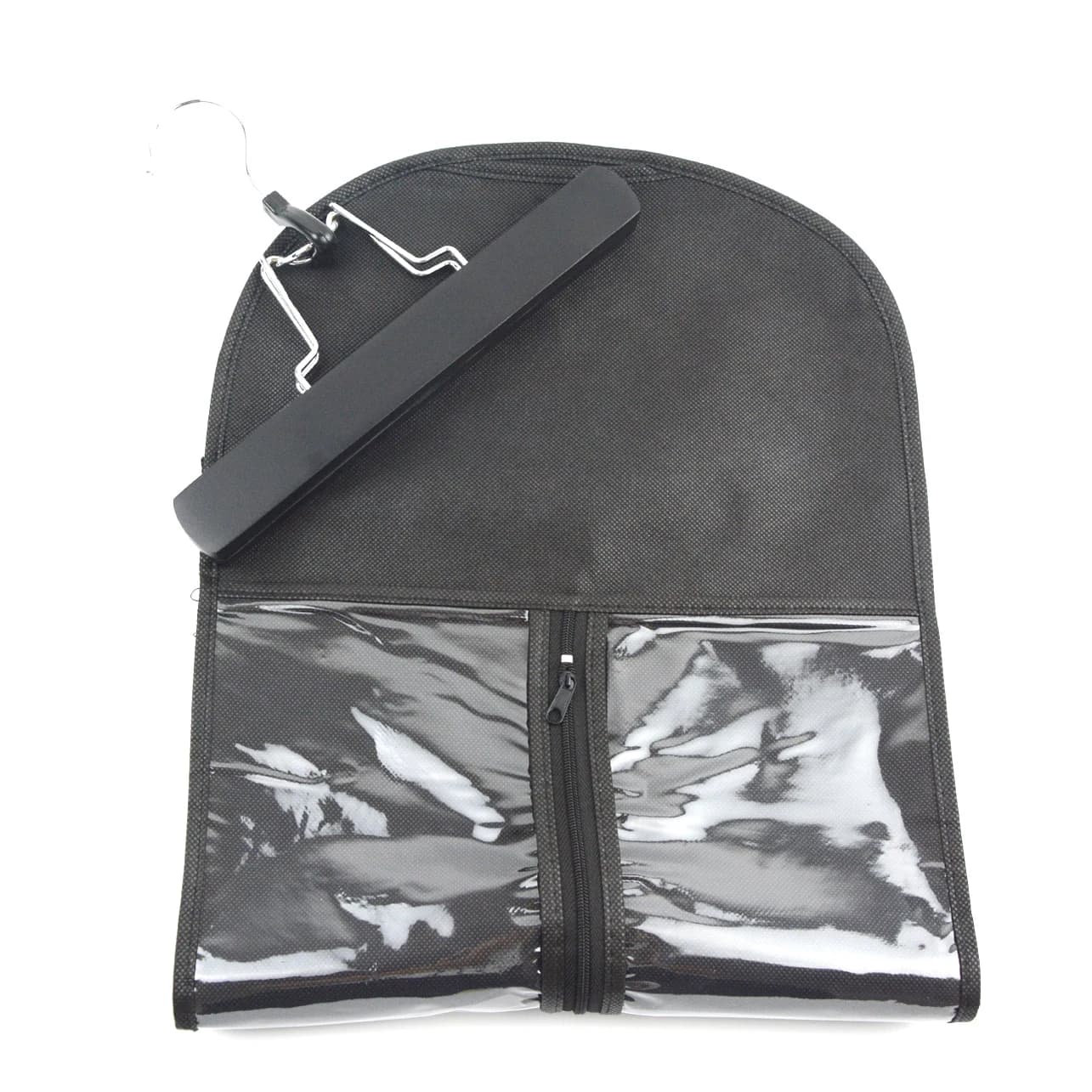 1 Pack Hair Extensions Storage Bag with Wooden Hanger Portable Wig Storage Bags Dust-proof Wig Bag