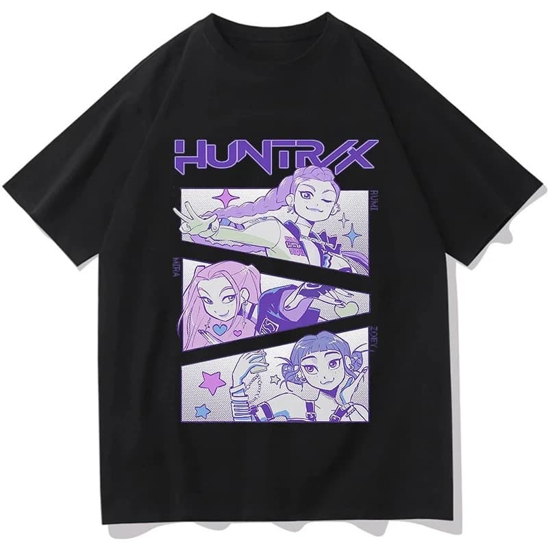 KPop Demon Hunters Huntrix Tees Summer Short Sleeve Tshirts Women Men Clothing Streetwear Unisex Graphic Print T-shirts