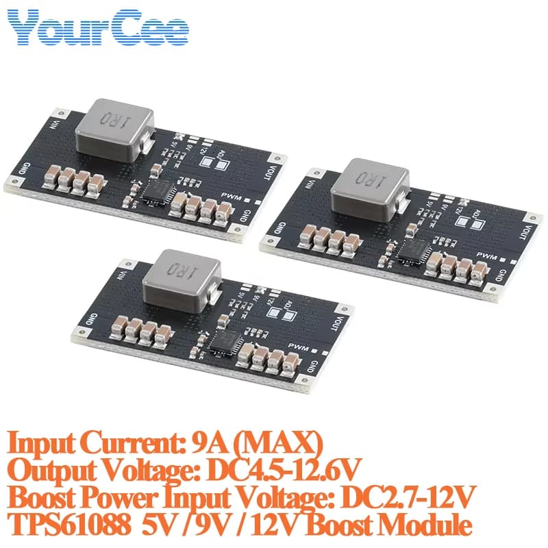 5pcs/1pc TPS61088 DC High Power Lithium Battery Step Up Boost Board Power Supply Module 5V 9V 12V 10A 1MHz Switch Frequency PCB